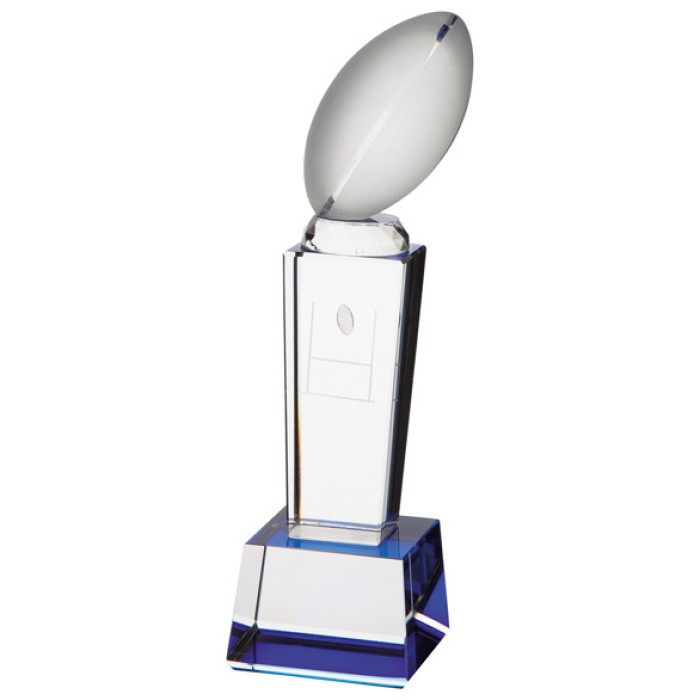 TRIBUTE RUGBY CRYSTAL AWARD - 2 SIZES - 19.5CM & 23CM